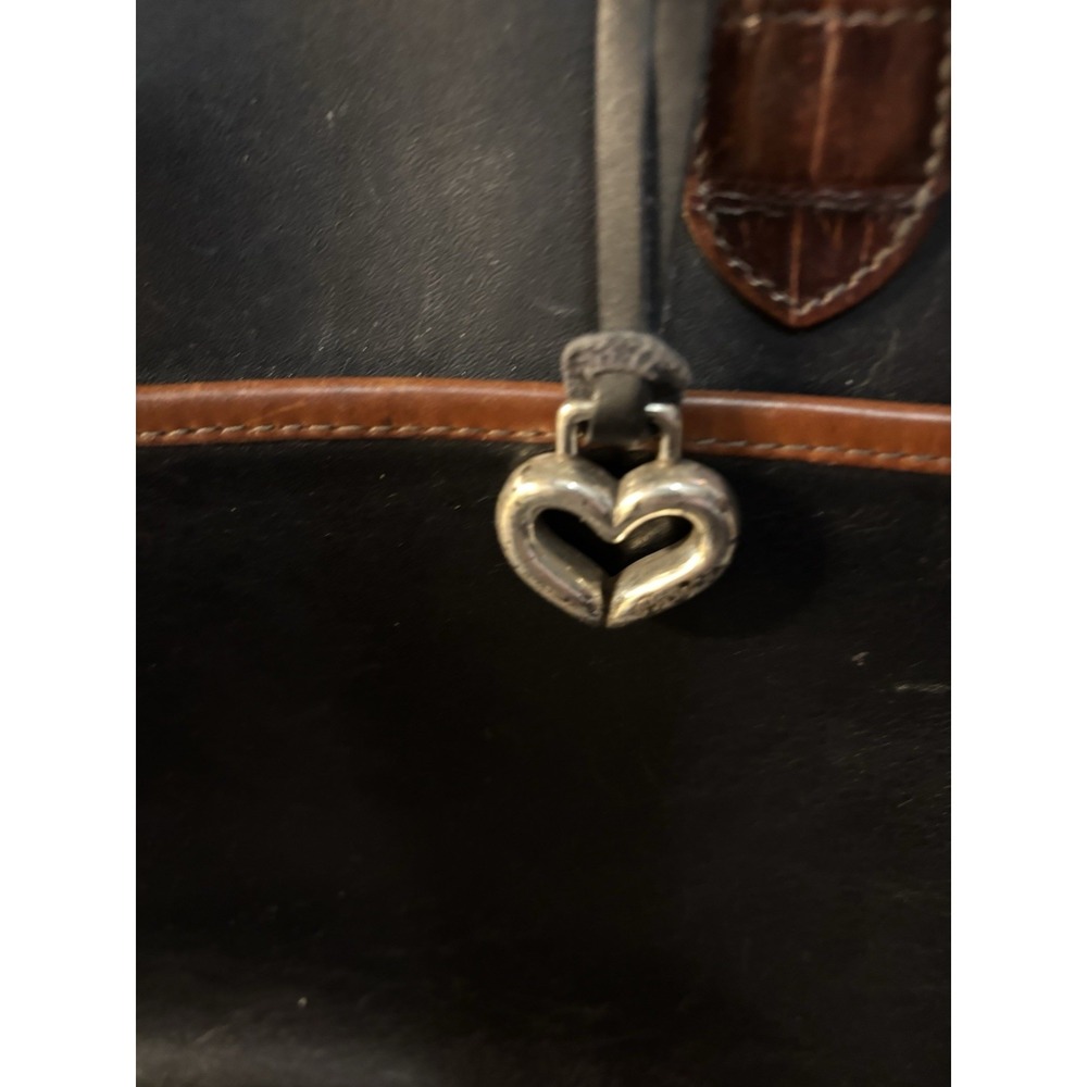 Brighton Women's Leather Bucket‎ Purse Black & Brown Faux Animal Print Pockets - Picture 3 of 10